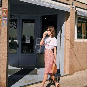 Sezane Maisie midi wrap skirt — ditsy floral pattern